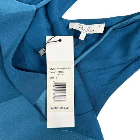 Parker New NWT Large Blue Satin Sleeveless Cutout Back Spaghetti top women’s - Picture 4 of 10